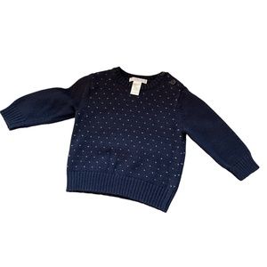 Janie and Jack Navy Blue Cotton Wool Sweater 12-18 Months